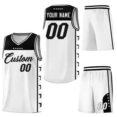 White Black Star Pattern Team Basketball Jersey 6