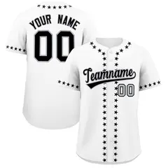White Black Star Ribbing Authentic Baseball Jersey