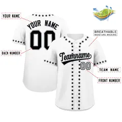 White Black Star Ribbing Authentic Baseball Jersey 2
