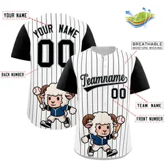 White Black Stripe Animals Graffiti Raglan Baseball Jersey 2