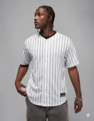 White Black Stripe Authentic Fashion Baseball Jersey For Men 3