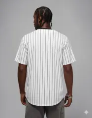 White Black Stripe Authentic Fashion Baseball Jersey For Men 4
