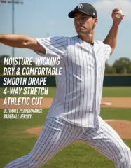 White Black Stripe Authentic Fashion Baseball Jersey For Men 5