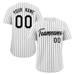 Women's White Black Stripe Baseball Jersey 12