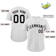 Women's White Black Stripe Baseball Jersey 9