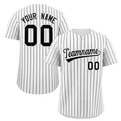 White Black Stripe Fashion Authentic Baseball Jersey