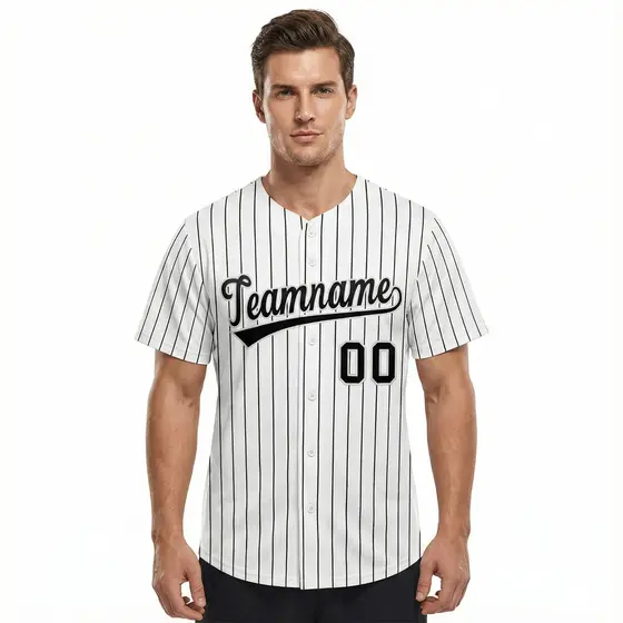 White Black Stripe Fashion Authentic Baseball Jersey For Men