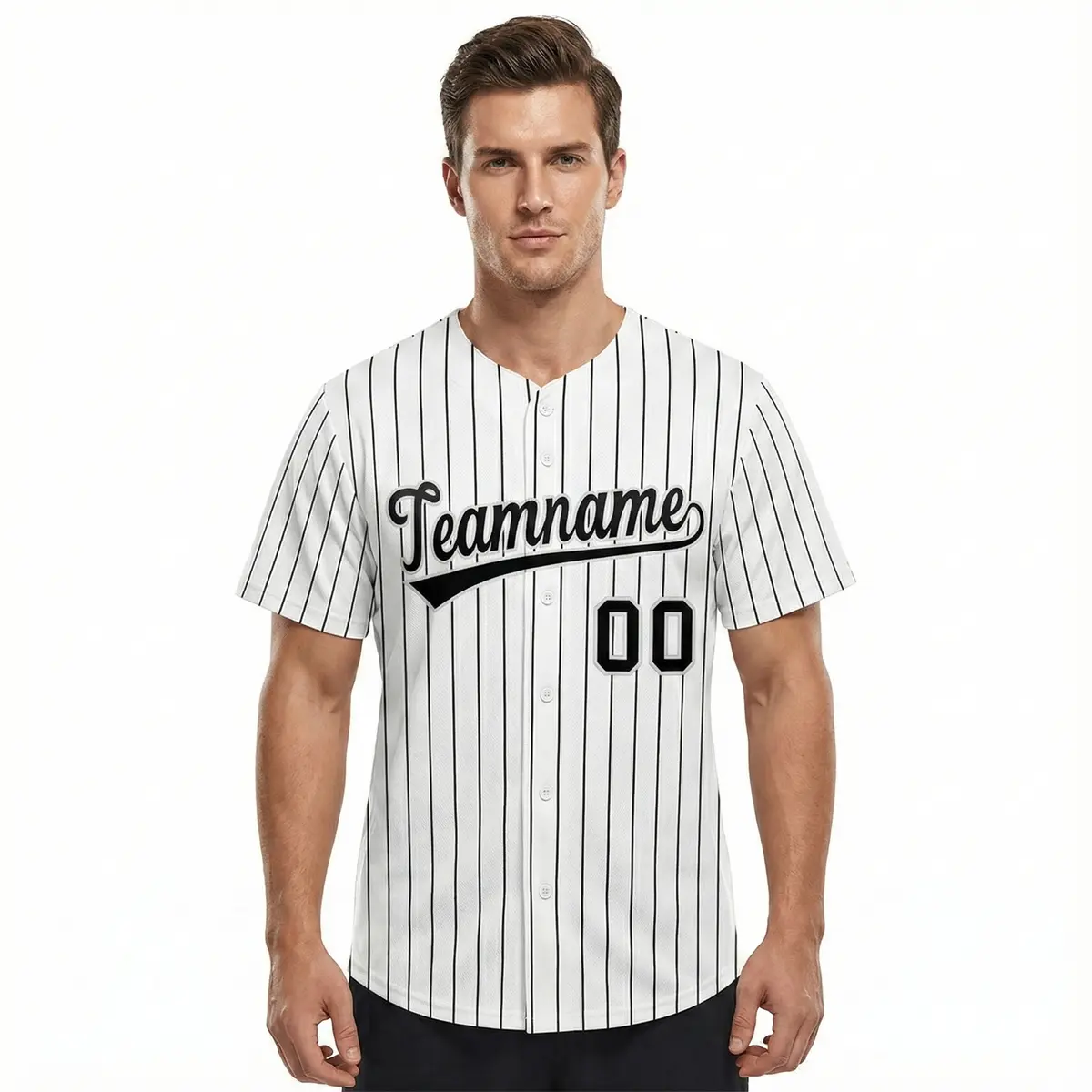 White Black Stripe Fashion Authentic Baseball Jersey For Men