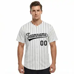 White Black Stripe Fashion Authentic Baseball Jersey For Men