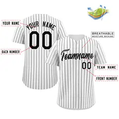 White Black Stripe Fashion Authentic Baseball Jersey For Men 14