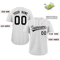 White Black Stripe Fashion Authentic Baseball Jersey For Men 4