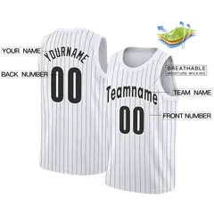 White Black Stripe Fashion Sportswear Basketball Jersey 2