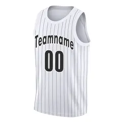 White Black Stripe Fashion Sportswear Basketball Jersey 3