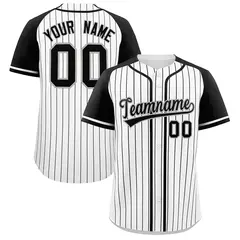 White Black Stripe Raglan Sleeves Authentic Baseball Jersey