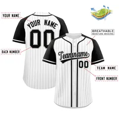 White Black Stripe Raglan Sleeves Authentic Baseball Jersey 2