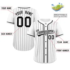 White Black Stripe Raglan Sleeves Authentic Baseball Jersey 2
