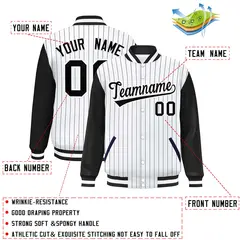 White Black Stripe Raglan Varsity Bomber Jacket 2