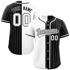 White Black Stripe-Solid Combo Baseball Jersey