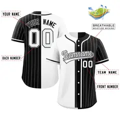 White Black Stripe-Solid Combo Baseball Jersey 2