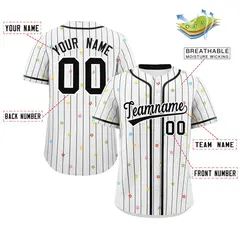 White Black Stripe Star Pattern Authentic Baseball Jersey 2