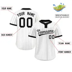 White Black Stripe Two-Button Softball Jersey 2
