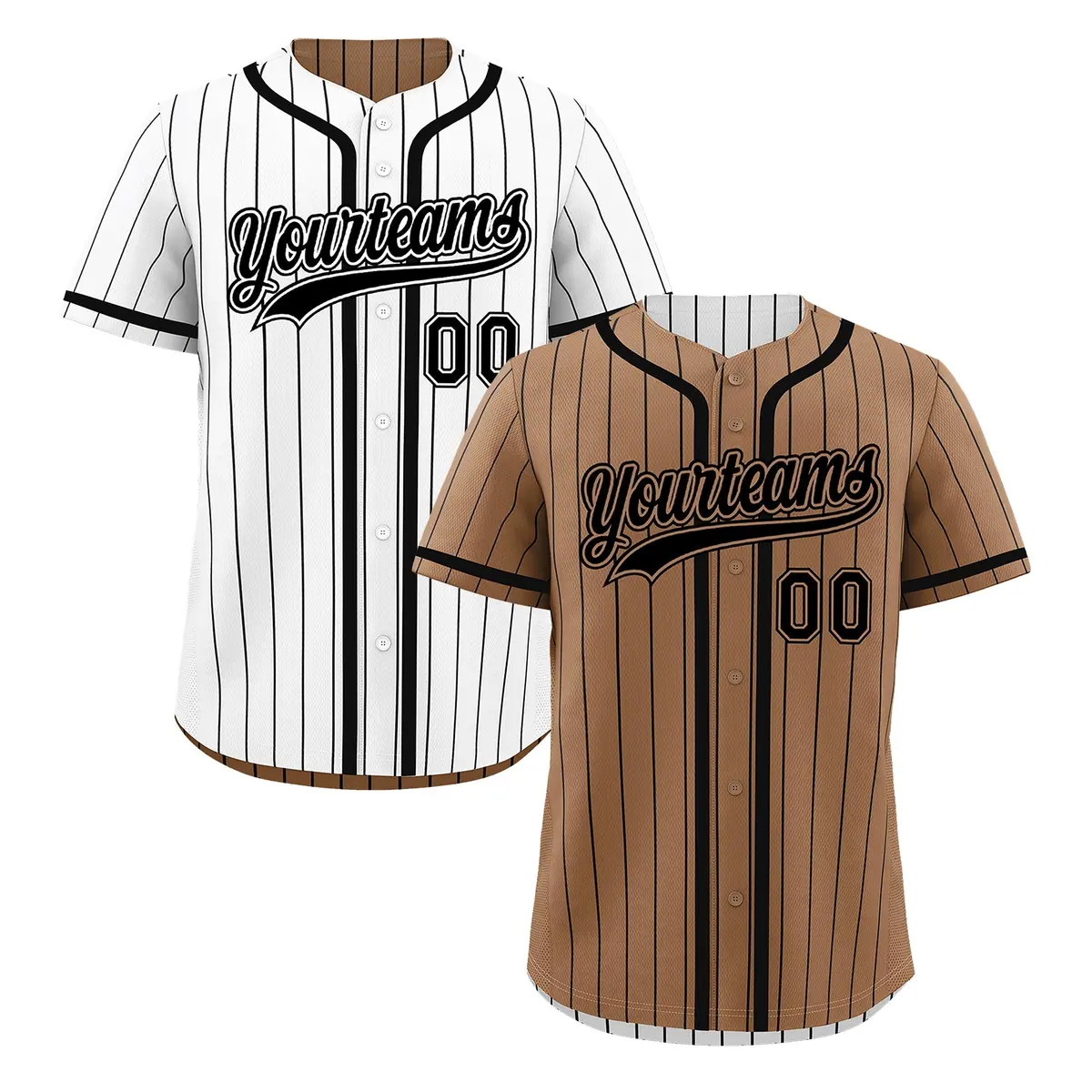 White Black Striped Reversible Baseball Jersey
