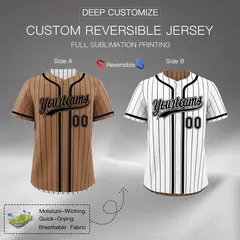 White Black Striped Reversible Baseball Jersey 2