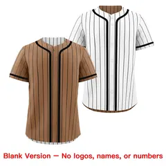White Black Striped Reversible Baseball Jersey 9