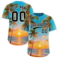 White Black Sunset Hawaiian Graffiti Palm Tree Baseball Jersey