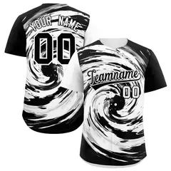 White Black Swirl Graffiti Pattern Authentic Baseball Jersey
