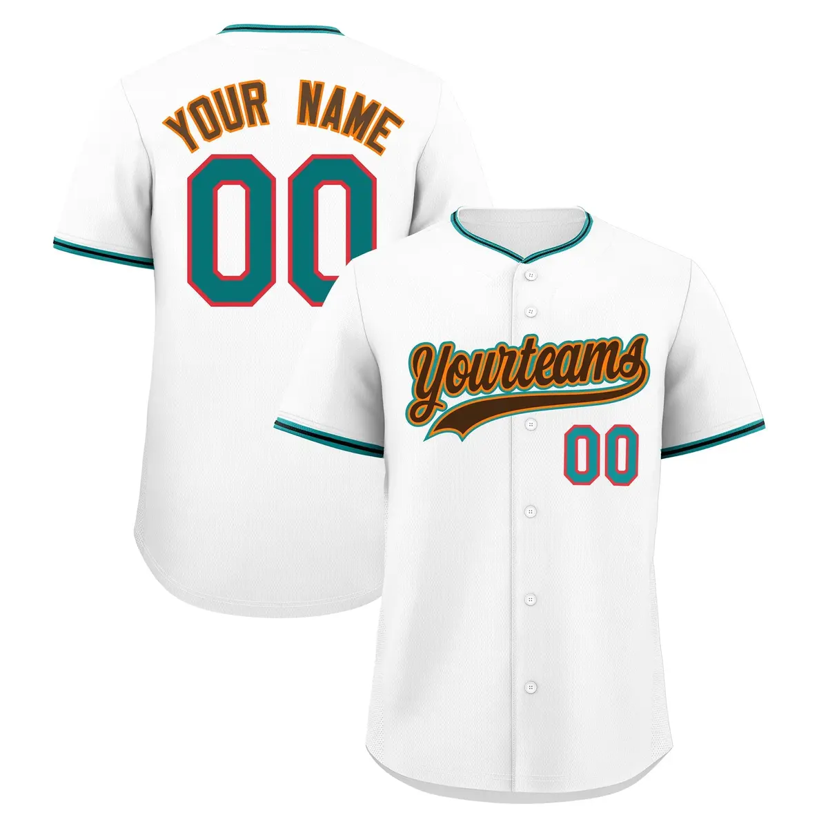 White Black Teal Baseball Jersey