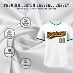 White Black Teal Baseball Jersey 3