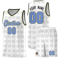 White Black Trailblazer Dot Pattern Basketball Jersey 1