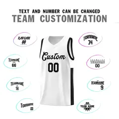 White Black Two-Tone Classic Basketball Jersey 4
