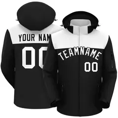White Black Two Tone Hooded Waterproof Jacket