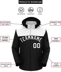 White Black Two Tone Hooded Waterproof Jacket 2