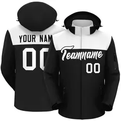 White Black Two Tone Hooded Waterproof Jacket