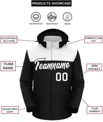 White Black Two Tone Hooded Waterproof Jacket 2