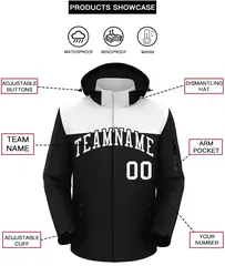 White Black Two Tone Hooded Waterproof Jacket 2