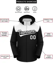 White Black Two Tone Hooded Waterproof Jacket 2