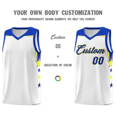 White Black Two Tone Side Star Color Block Basketball Jersey 3