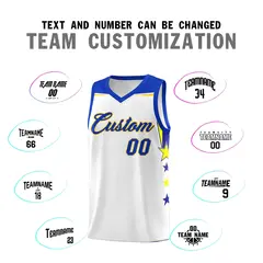 White Black Two Tone Side Star Color Block Basketball Jersey 4