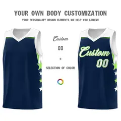 White Black Two Tone Side Star Color Block Basketball Jersey 3