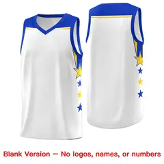 White Black Two Tone Side Star Color Block Basketball Jersey 6
