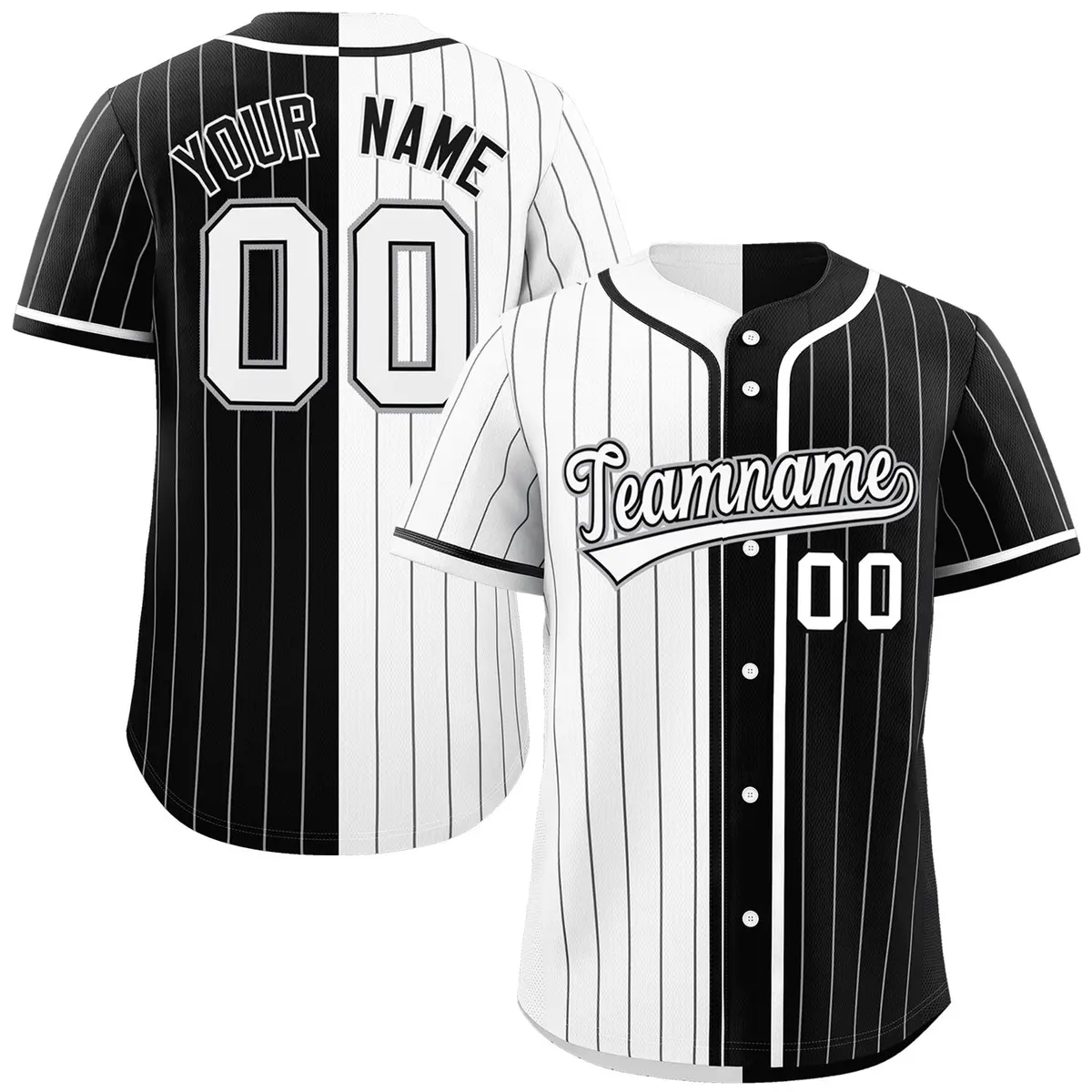 White Black Two-Tone Striped Authentic Baseball Jersey