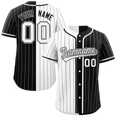White Black Two-Tone Striped Authentic Baseball Jersey