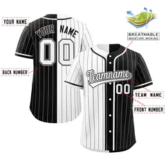 White Black Two-Tone Striped Authentic Baseball Jersey 2
