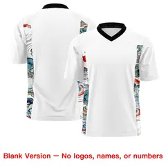White Black Ukiyo-e Auspicious Clouds Graffiti Football Jersey 7