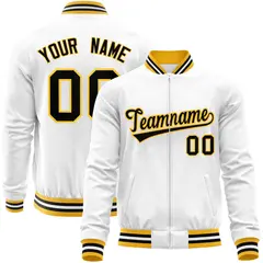 White Black Varsity Full-Zip Letterman Baseball Jacket