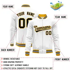 White Black Varsity Full-Zip Letterman Baseball Jacket 4